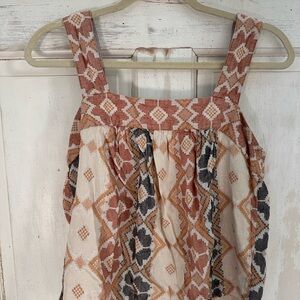 Anthropologie Geometric Patterned Tank Top - Brown and Cream